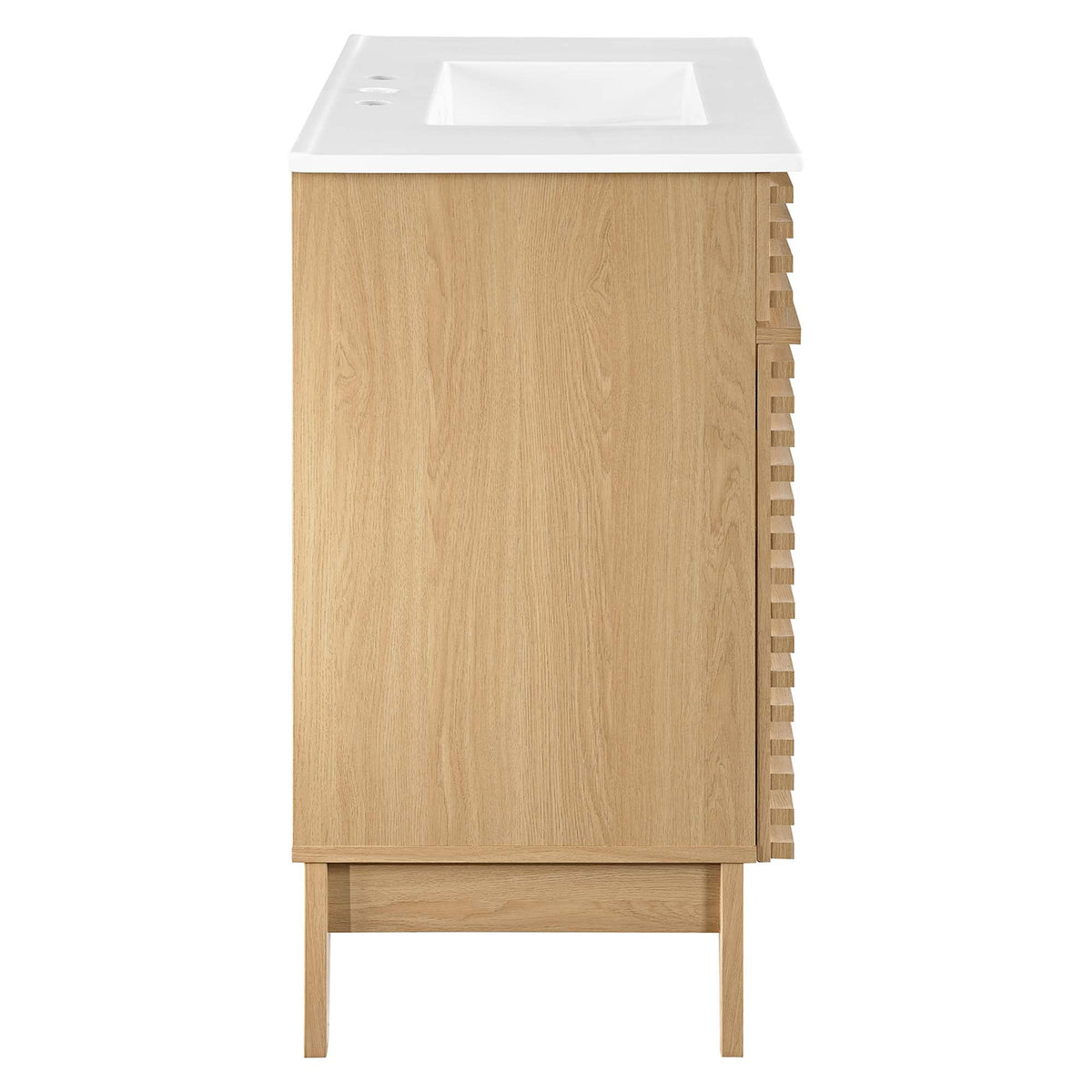 Render Bathroom Vanity by Modway in oak with white top and sink, slatted side on Tampa Home & Garden Store