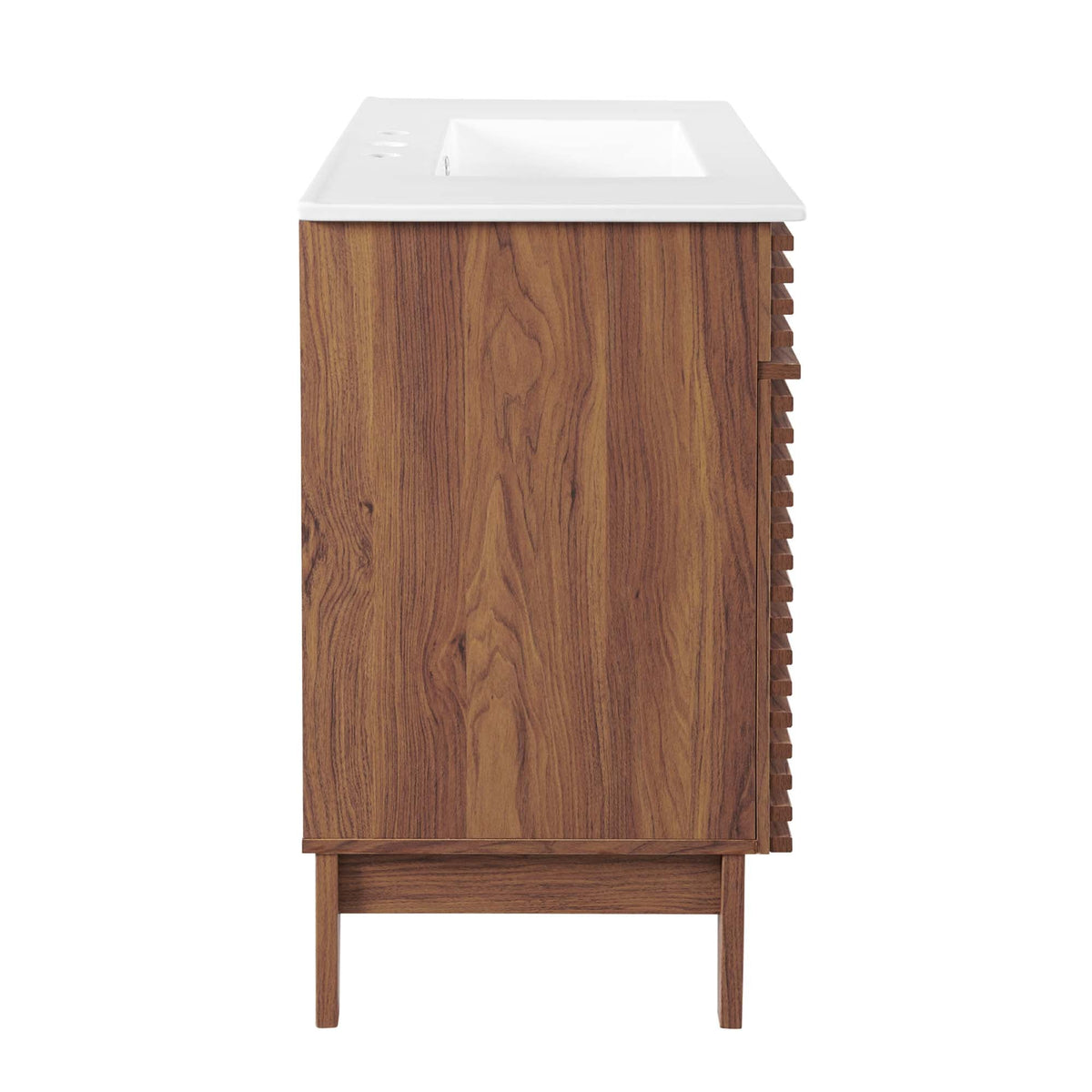 Render Bathroom Vanity by Modway, wood grain cabinet with white countertop and sink on Tampa Home & Garden Store