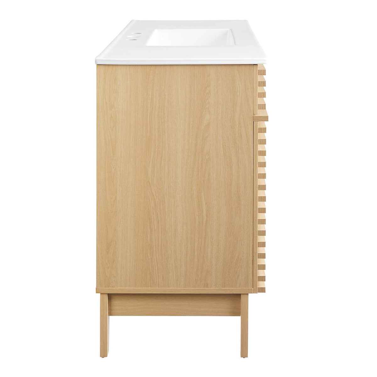 Render Single Sink Bathroom Vanity by Modway in light oak with white top and wood cabinet on Tampa Home & Garden Store