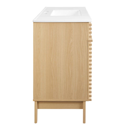 Render Single Sink Bathroom Vanity by Modway in light oak with white top and wood cabinet on Tampa Home & Garden Store