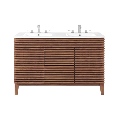 Render Double Sink Bathroom Vanity with white countertop dual sinks wood base HouseOfZazla on Tampa Home & Garden Store
