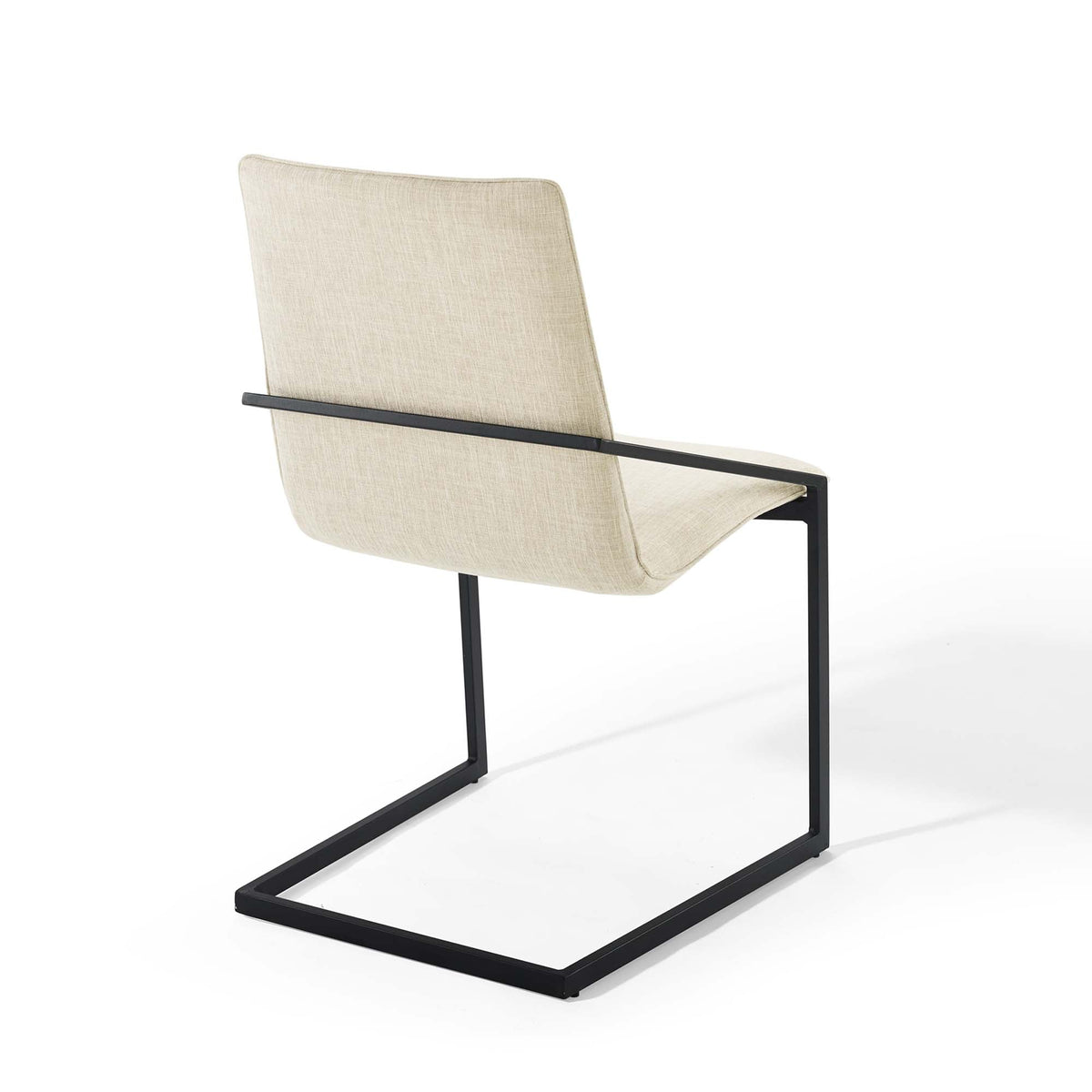 Pitch upholstered dining armchair set of 2 beige fabric with black metal frame on Tampa Home & Garden Store