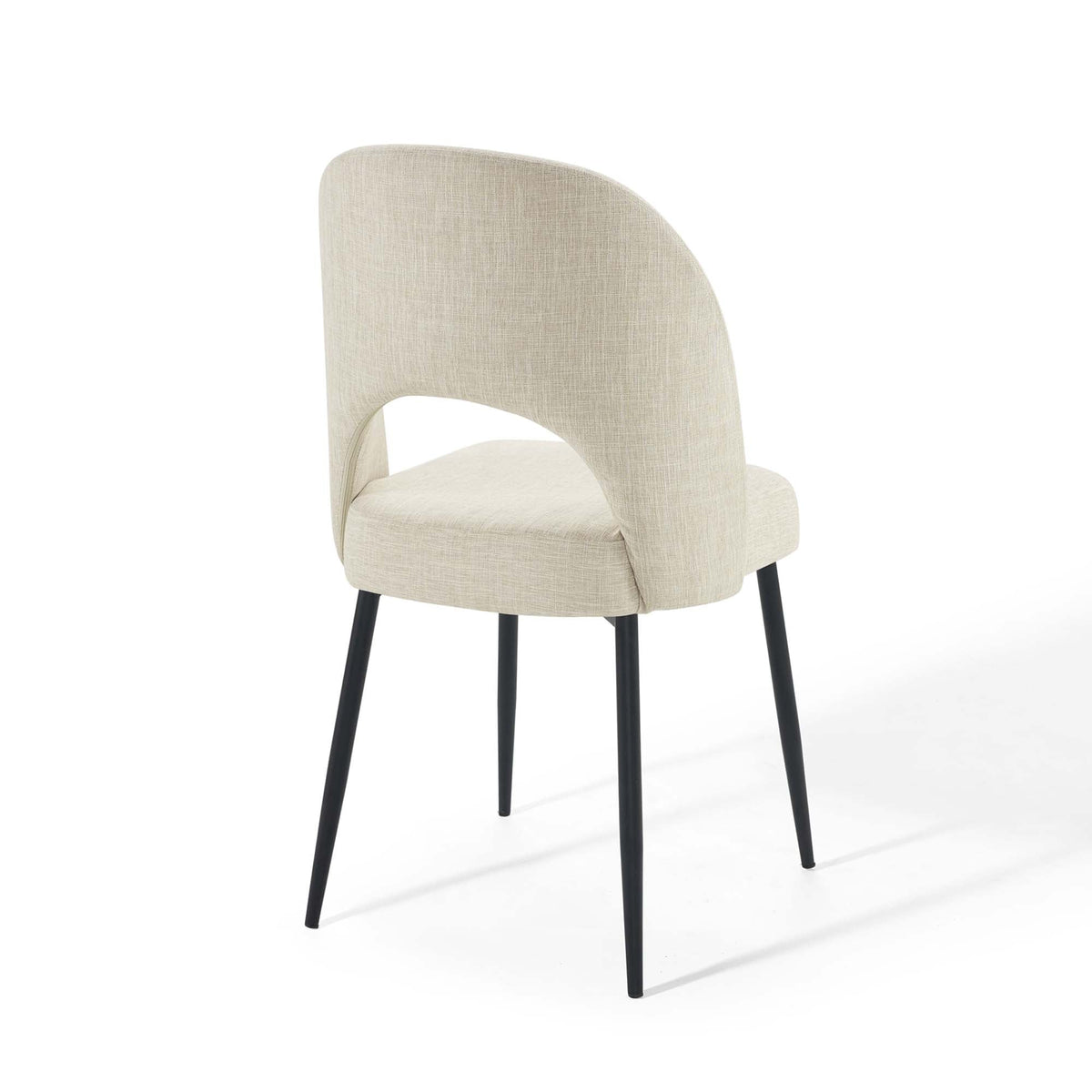 Rouse Upholstered Fabric Dining Side Chair beige curved back black legs HouseOfZazla on Tampa Home & Garden Store