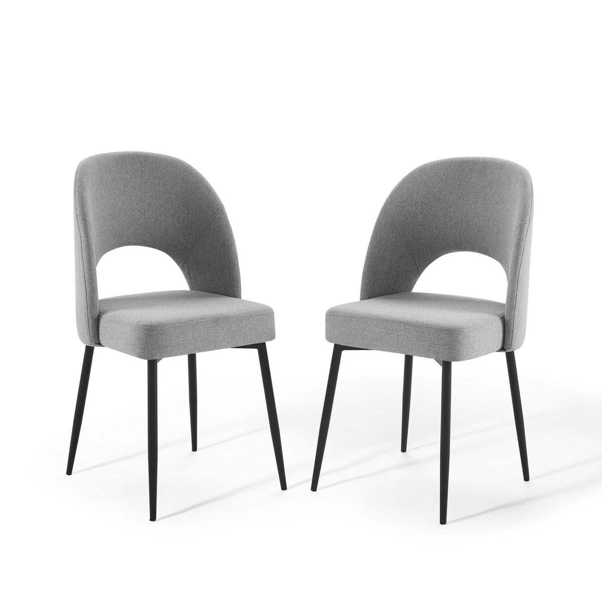 Rouse Upholstered Fabric Dining Side Chairs set of 2 grey with black metal legs on Tampa Home & Garden Store