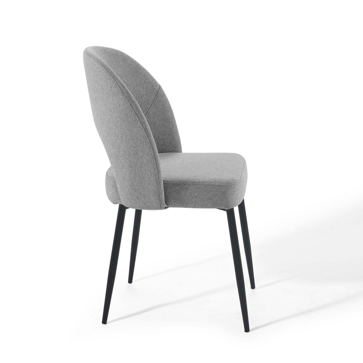 Rouse upholstered fabric dining side chair gray with slim black metal legs on Tampa Home & Garden Store