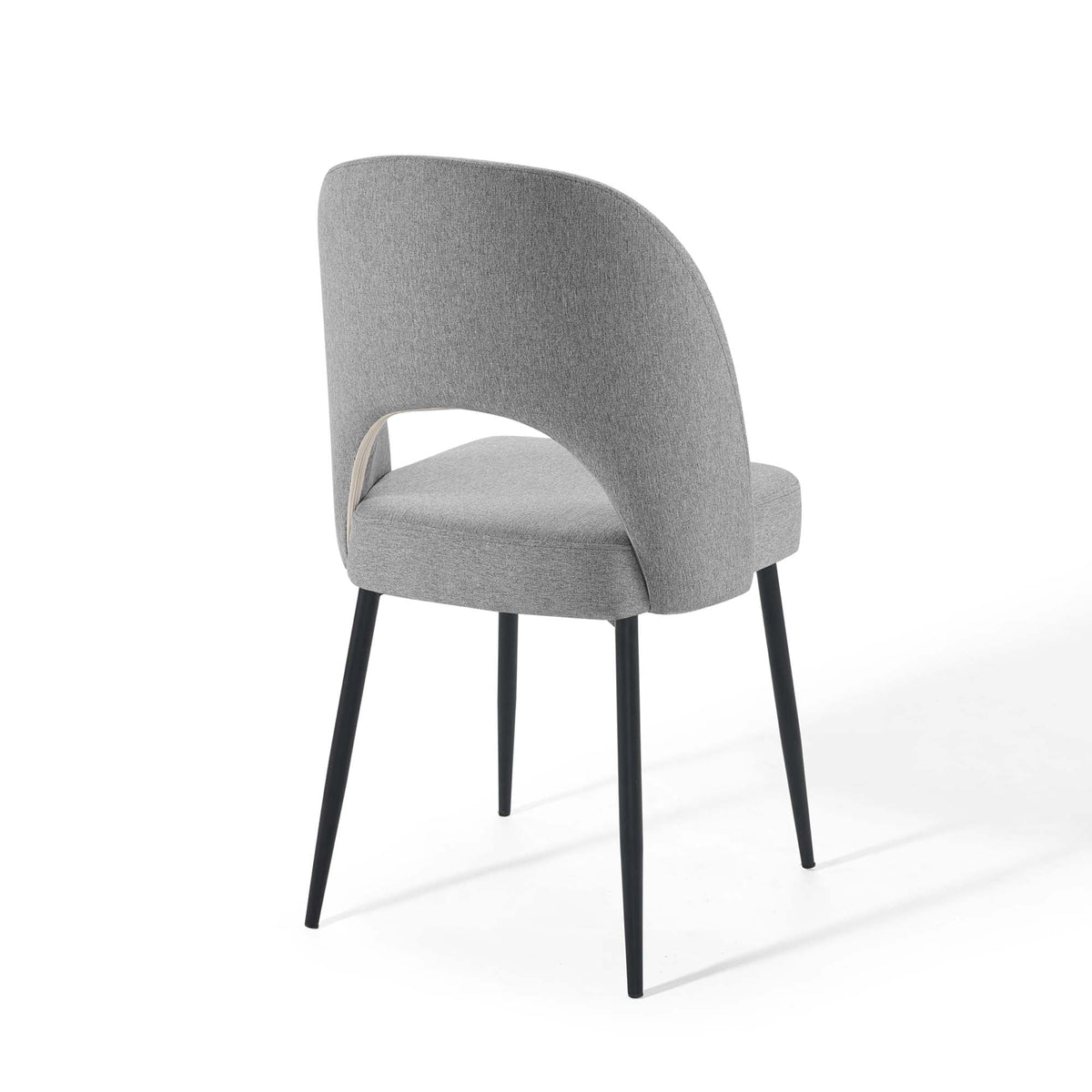Rouse upholstered fabric dining side chair gray fabric with curved back and black metal legs by Modway on Tampa Home & Garden Store