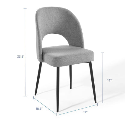 Rouse upholstered fabric dining side chair set of 2 in grey with curved back and black legs on Tampa Home & Garden Store