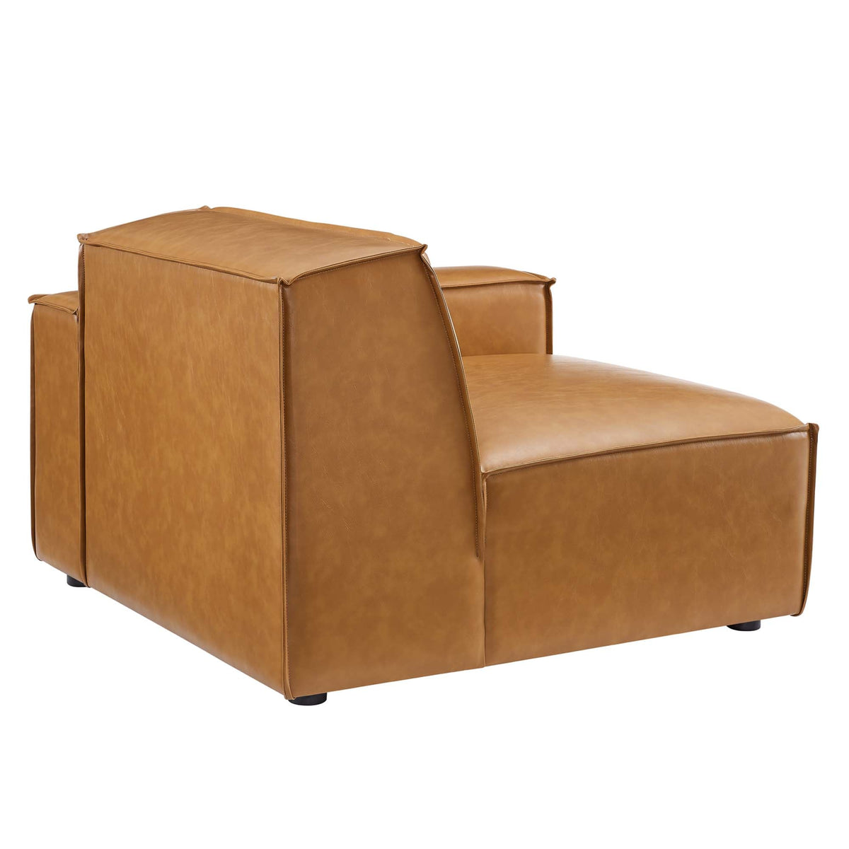 Restore Right-Arm vegan leather sectional sofa chair by Modway in tan on Tampa Home & Garden Store