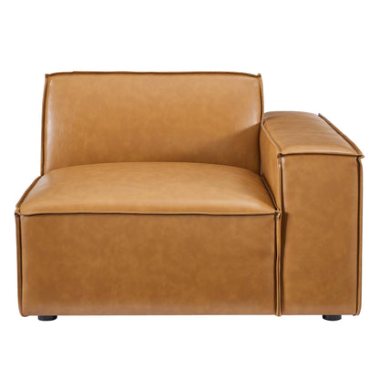 Restore Right-Arm Vegan Leather Sectional Sofa Chair tan brown for living room by HouseOfZazla on Tampa Home & Garden Store