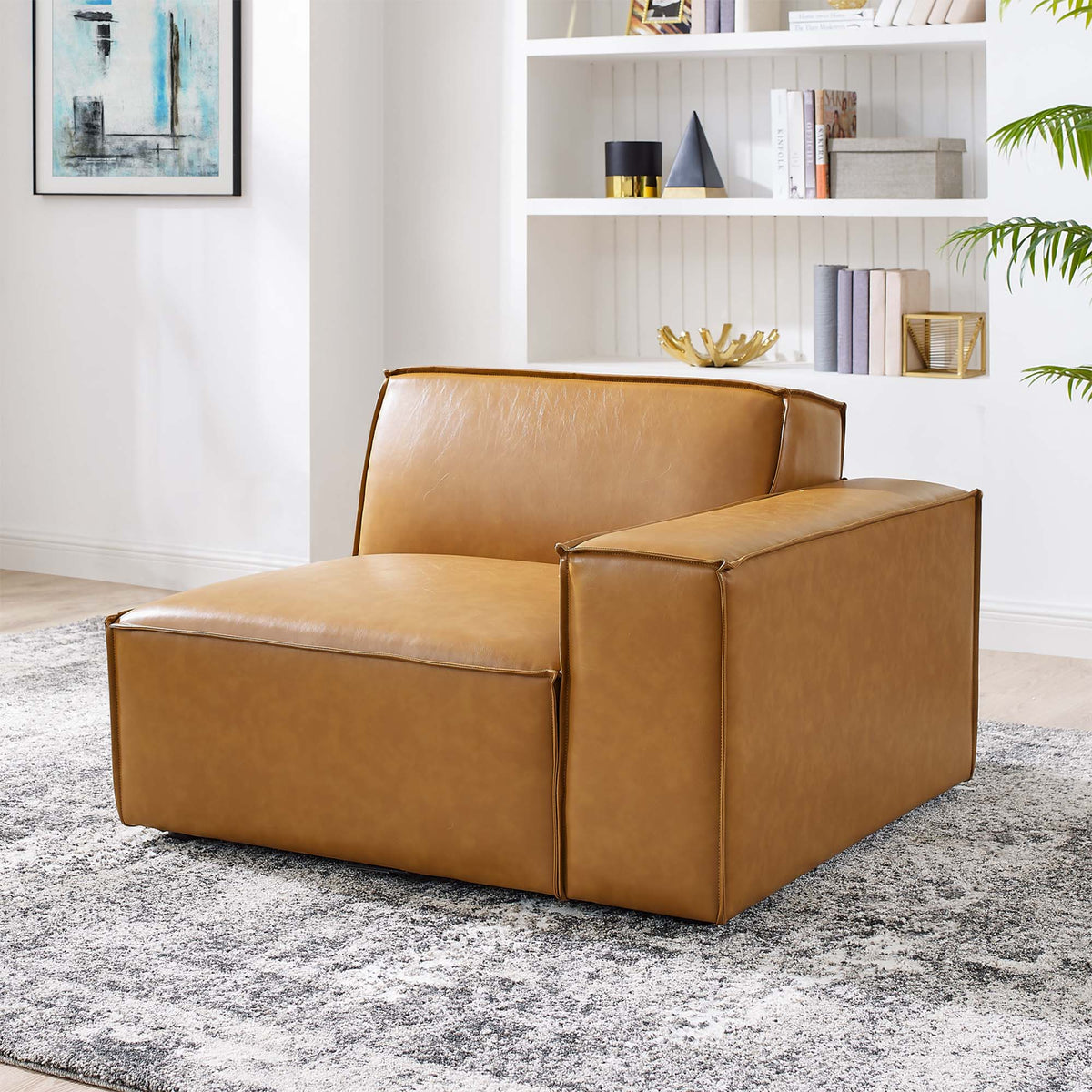 Restore right-arm vegan leather sectional sofa chair, tan two-piece set on Tampa Home & Garden Store