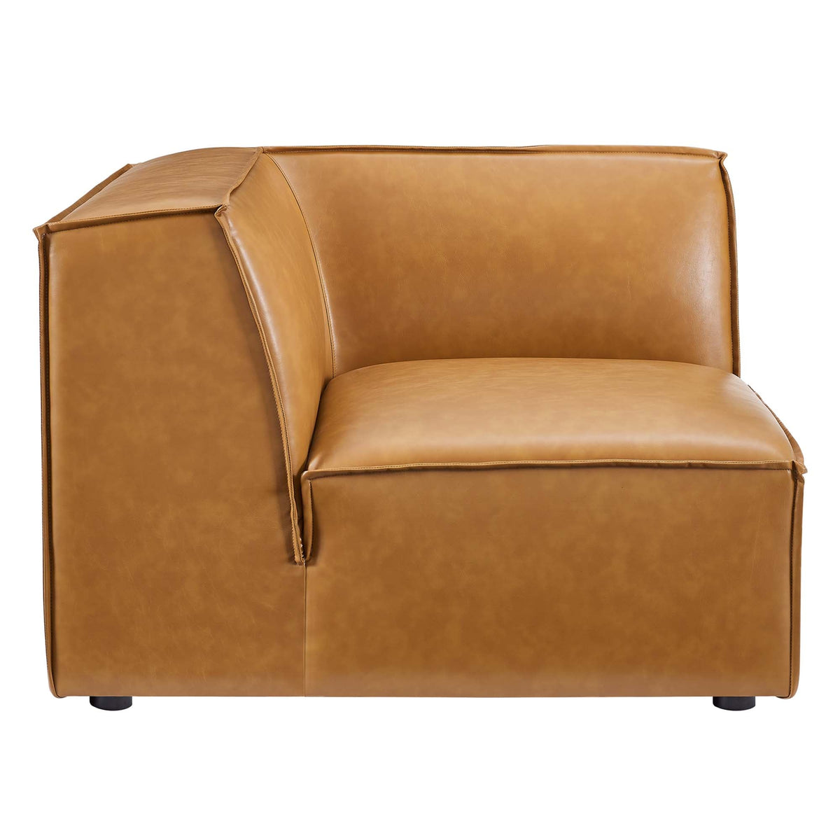 Modway Restore vegan leather corner chair in tan brown with stitched seams on Tampa Home & Garden Store