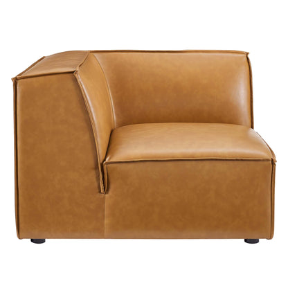Modway Restore vegan leather corner chair in tan brown with stitched seams on Tampa Home & Garden Store