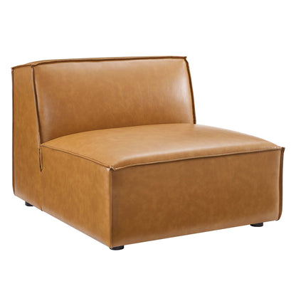 Restore vegan leather sectional sofa armless chair in tan brown leatherette by HouseOfZazla on Tampa Home & Garden Store