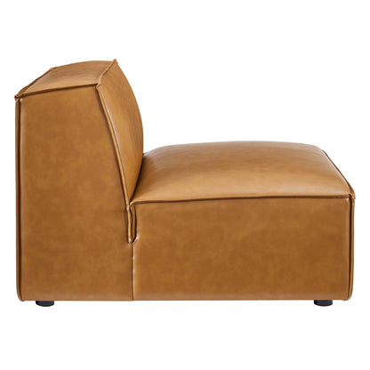Restore vegan leather armless chair in tan with stitched seams by Modway, HouseOfZazla on Tampa Home & Garden Store