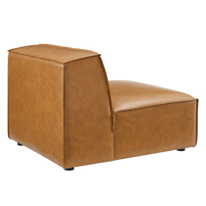Restore vegan leather armless chair by Modway in caramel brown, living room furniture piece on Tampa Home & Garden Store