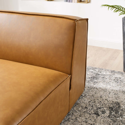 Restore vegan leather armless chair by Modway in caramel tan with visible seam stitching on Tampa Home & Garden Store
