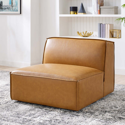 Restore vegan leather armless chair by Modway, tan color, modern living room piece on Tampa Home & Garden Store