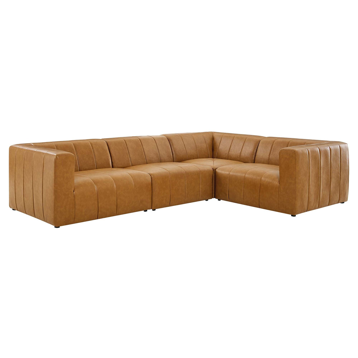 Bartlett 4-Piece vegan leather sectional sofa in tan by Modway, HouseOfZazla on Tampa Home & Garden Store