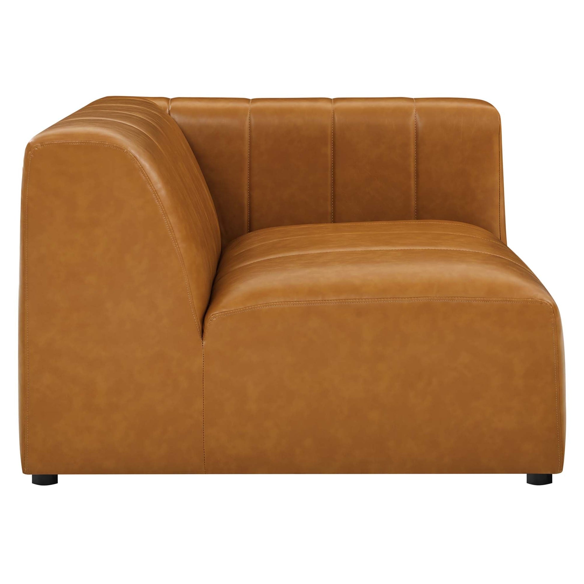 Bartlett 5-Piece Vegan Leather Sectional Sofa in tan with vertical stitch detailing on Tampa Home & Garden Store