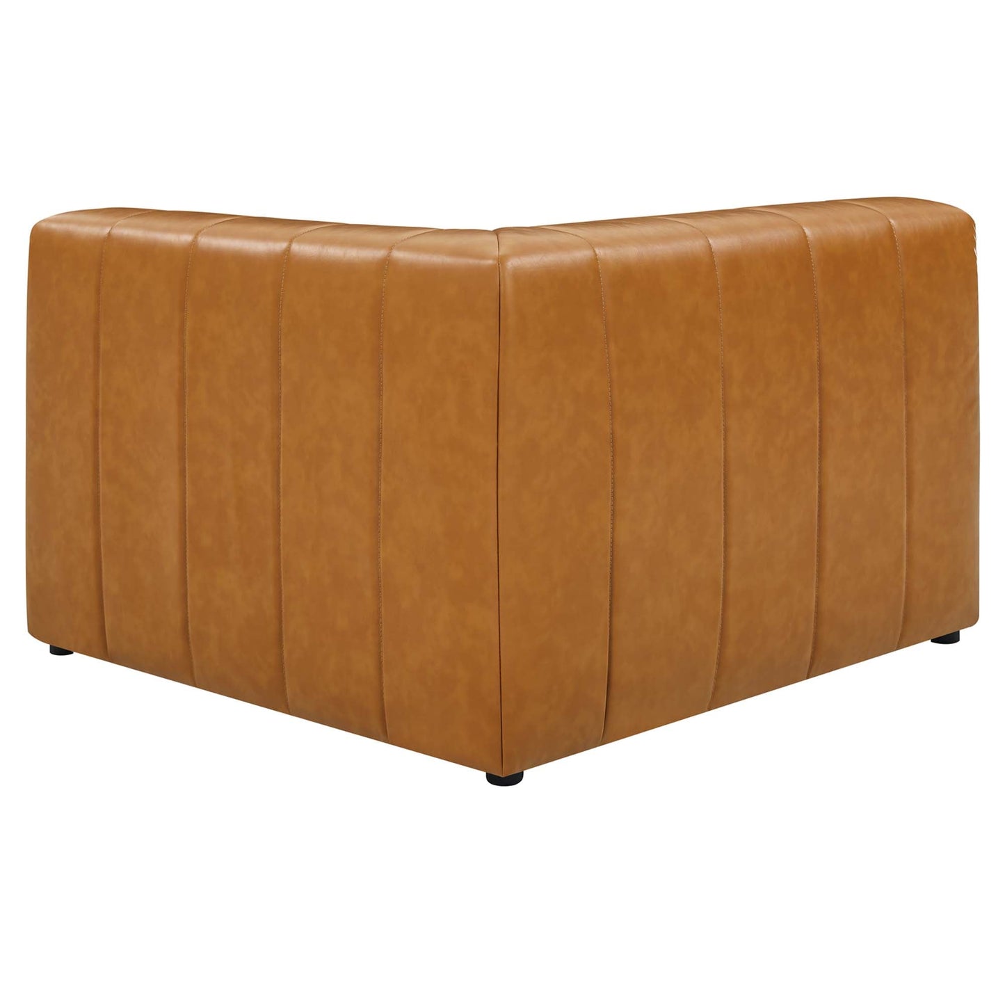 Bartlett 5-Piece vegan leather sectional sofa in tan with vertical stitched panels on Tampa Home & Garden Store