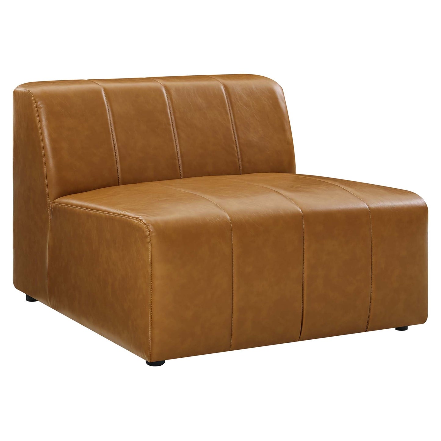 Bartlett 5-Piece Vegan Leather Sectional Sofa tan with vertical back stitching HouseOfZazla on Tampa Home & Garden Store