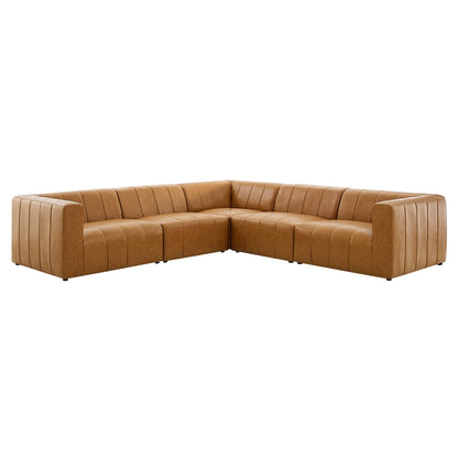 Bartlett 5-Piece vegan leather sectional sofa, tan, modular L-shape by HouseOfZazla on Tampa Home & Garden Store