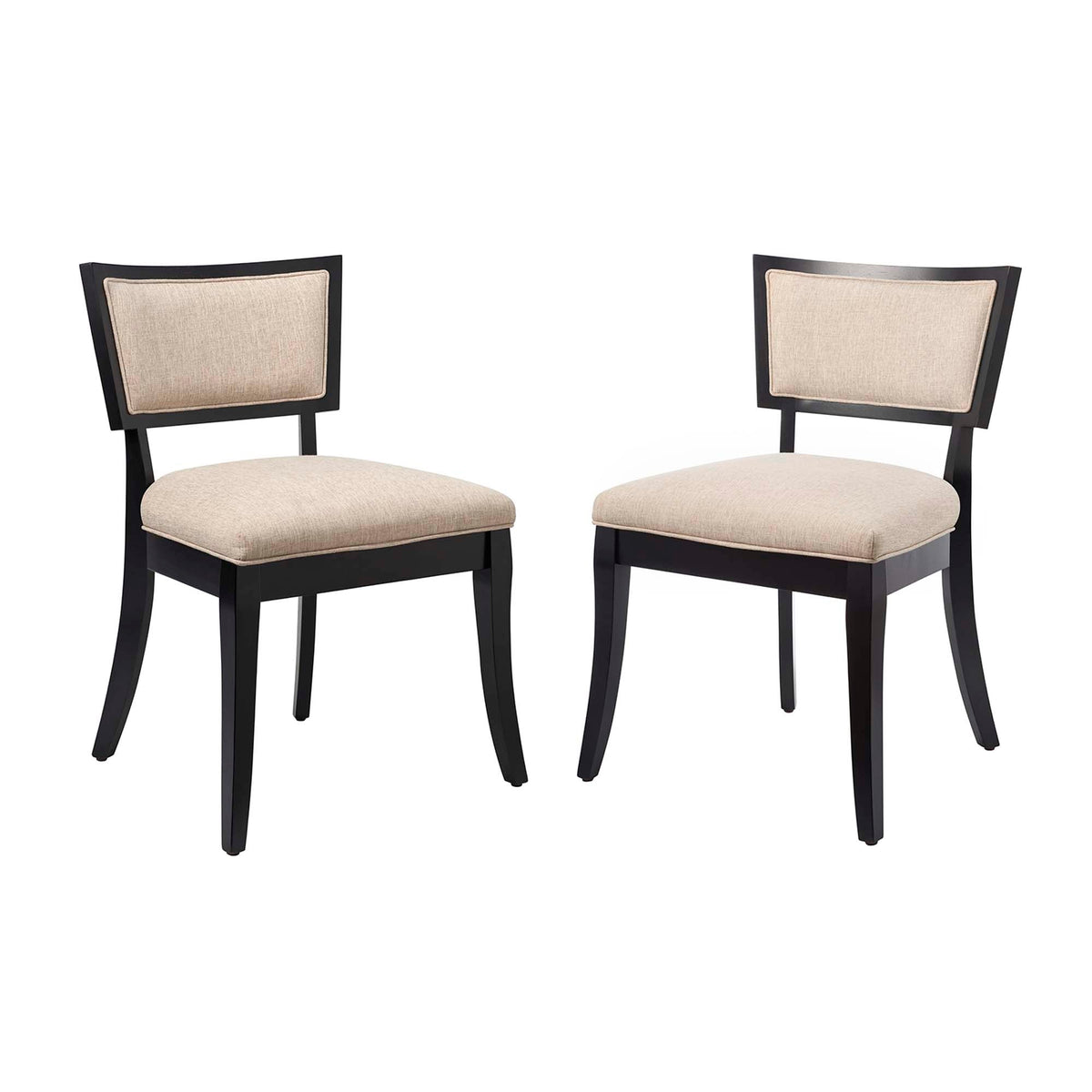 Pristine Upholstered Fabric Dining Chairs, set of 2, beige cushions on black frames, by Modway on Tampa Home & Garden Store