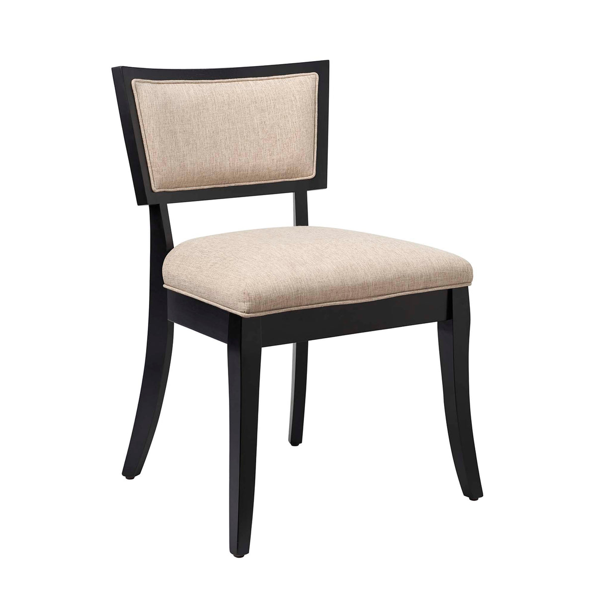 Pristine upholstered fabric dining chairs set of 2 with cushions and black wooden frame on Tampa Home & Garden Store
