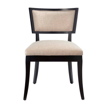 Pristine Modway upholstered fabric dining chairs set of 2 in beige with black wood frames on Tampa Home & Garden Store