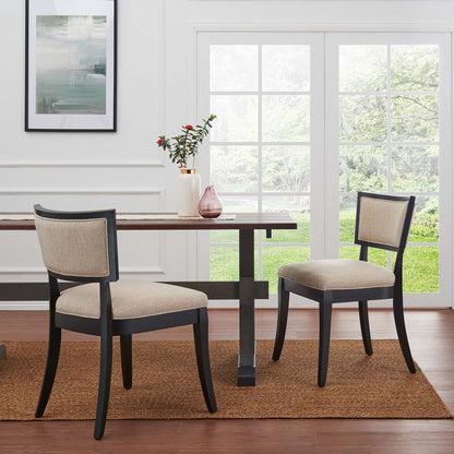Pristine Upholstered Dining Chairs set of 2 with beige upholstery and dark wood legs by Modway on Tampa Home & Garden Store