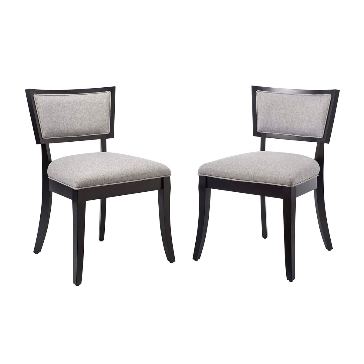 Pristine Upholstered Fabric Dining Chairs set of 2 in grey with black wood legs HouseOfZazla on Tampa Home & Garden Store