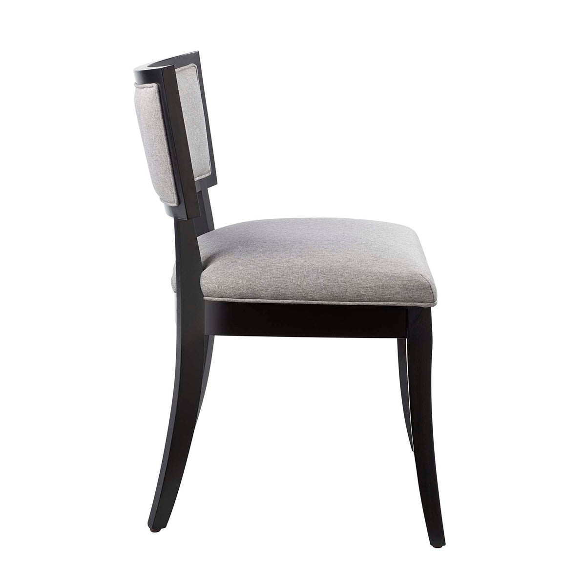 Pristine upholstered fabric dining chairs, set of 2, light gray fabric with dark wood legs on Tampa Home & Garden Store