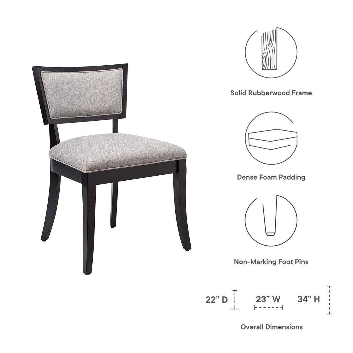Pristine Upholstered Dining Chairs set of 2, beige fabric, dark rubberwood frame by Modway on Tampa Home & Garden Store
