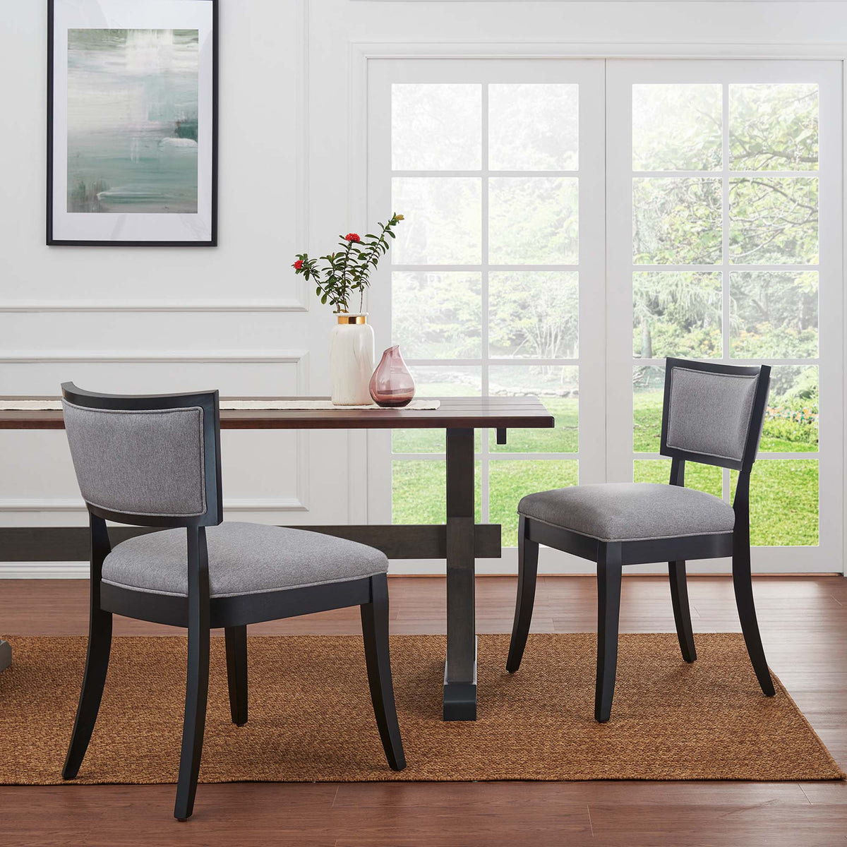 Pristine Upholstered Fabric Dining Chairs set of 2 in grey fabric by Modway on Tampa Home & Garden Store