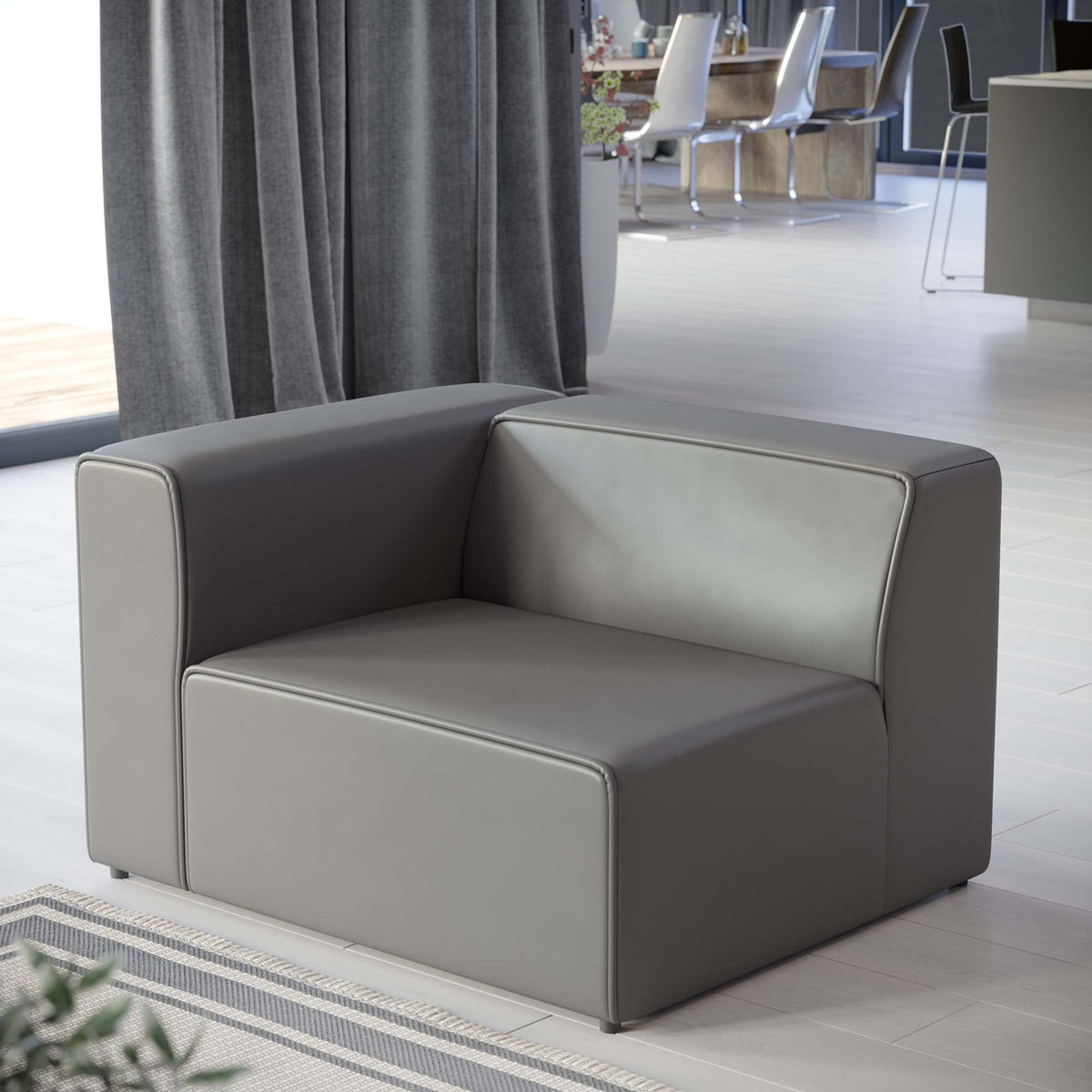 Mingle vegan leather left-arm chair by Modway in gray for living room on Tampa Home & Garden Store