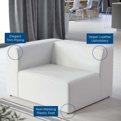Modway Mingle vegan leather left-arm chair non-marking plastic feet on Tampa Home & Garden Store