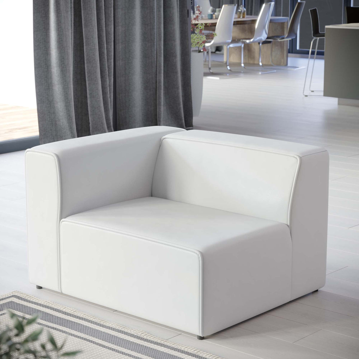 Mingle vegan leather left-arm chair by HouseOfZazla in white, modern living room seating on Tampa Home & Garden Store