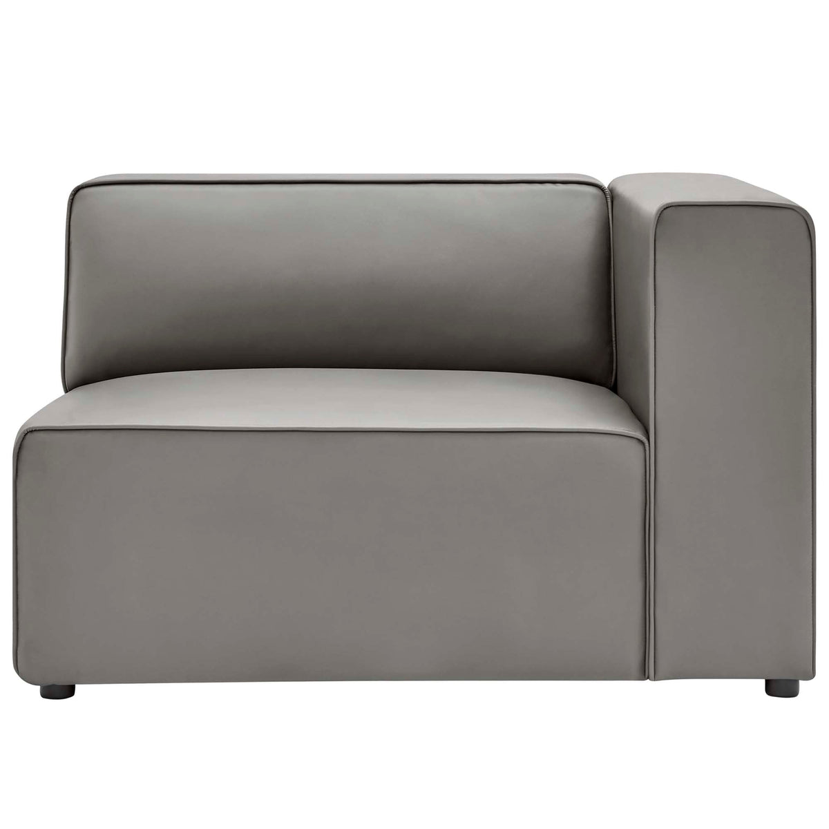 Mingle vegan leather right-arm chair gray with rounded edges by Modway on Tampa Home & Garden Store