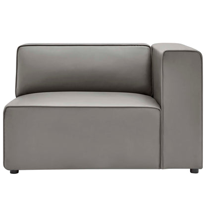Mingle vegan leather right-arm chair gray with rounded edges by Modway on Tampa Home & Garden Store