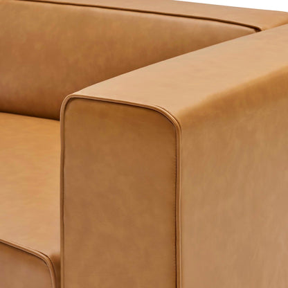 Mingle vegan leather right-arm chair tan upholstery by Modway, living room furniture on Tampa Home & Garden Store