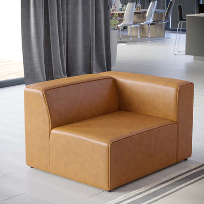 Mingle vegan leather right-arm chair in warm tan, modern living room seating by Modway on Tampa Home & Garden Store