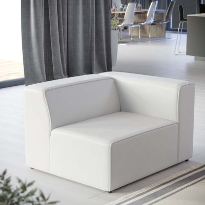 Mingle vegan leather right-arm chair by Modway in white, modern living room setting on Tampa Home & Garden Store