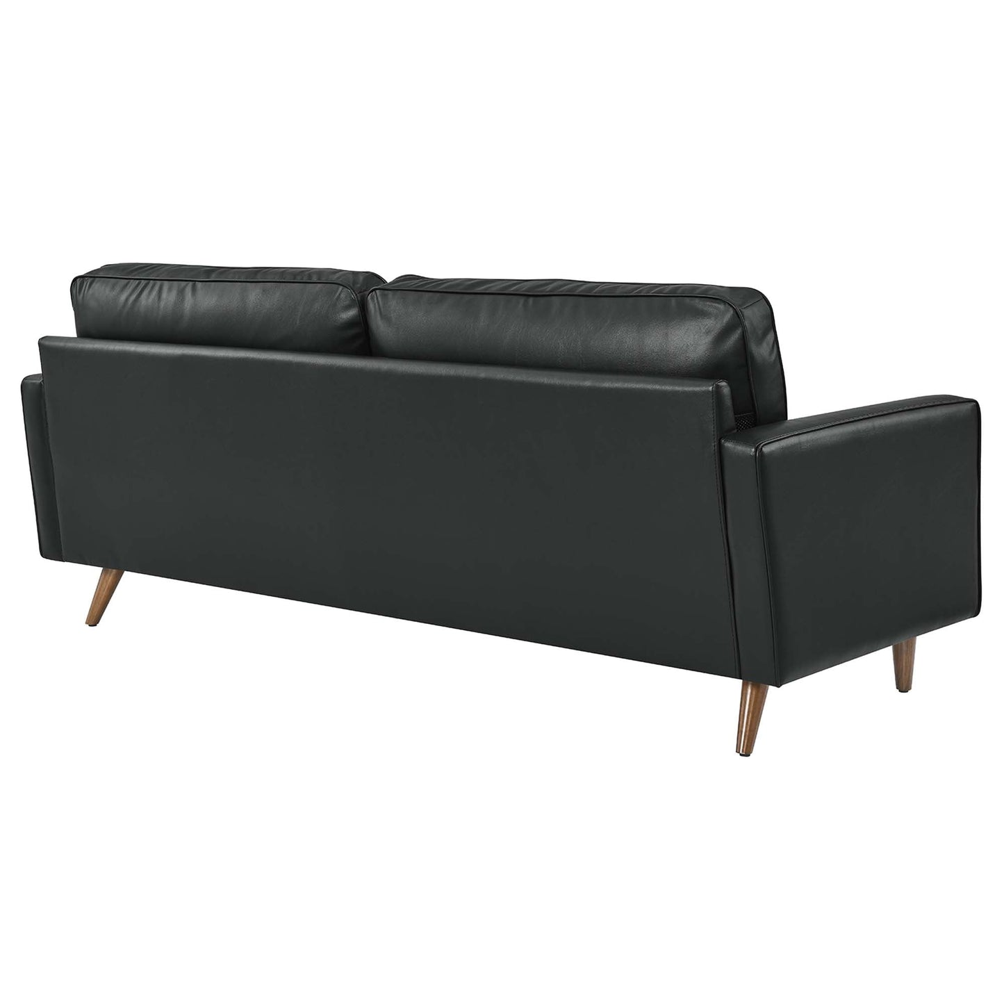 Valour 81in Leather Sofa by Modway in black with wooden legs on Tampa Home & Garden Store