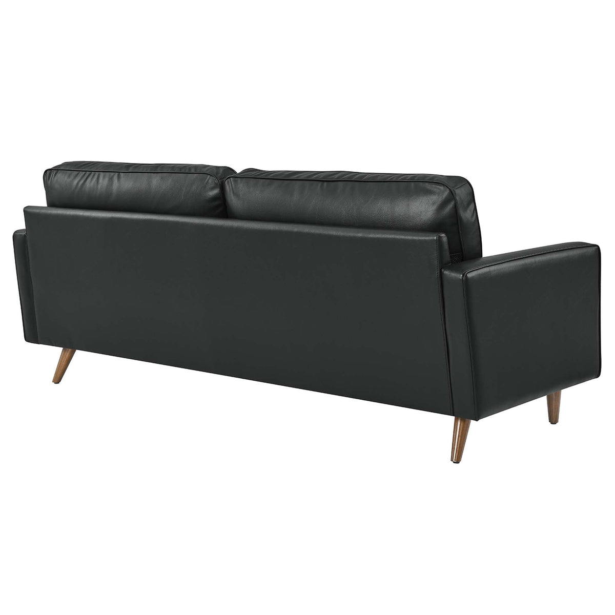Valour 81in Leather Sofa by Modway in black with wooden legs on Tampa Home & Garden Store