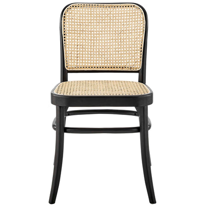 Winona Wood Dining Side Chair by Modway, black frame with natural cane back and seat on Tampa Home & Garden Store