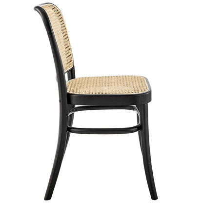 Winona Wood Dining Side Chair with black frame and woven cane seat/back on Tampa Home & Garden Store