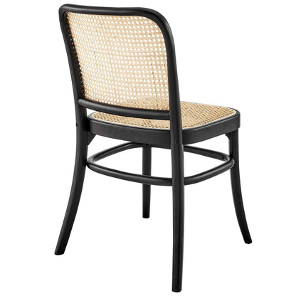 Winona wood dining side chair with black frame and natural cane back and seat by Modway on Tampa Home & Garden Store