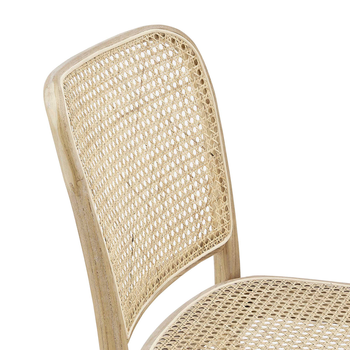 Winona Wood Dining Side Chair with woven cane back and seat, natural wood frame on Tampa Home & Garden Store
