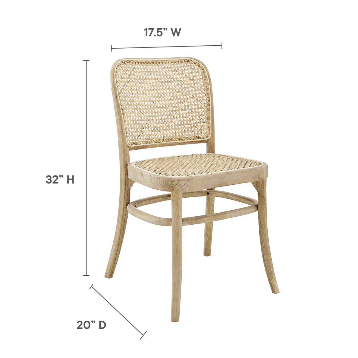Winona Wood Dining Side Chair by Modway, natural wood frame with cane back and seat on Tampa Home & Garden Store