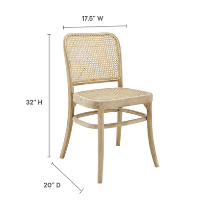 Winona Wood Dining Side Chair by Modway, natural wood frame with cane back and seat on Tampa Home & Garden Store